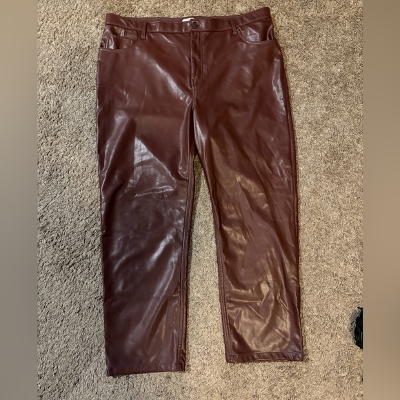 Abercrombie Fitch 90s High Rise Curve Love Faux Leather Pants Womens 20s - Picture 2 of 9